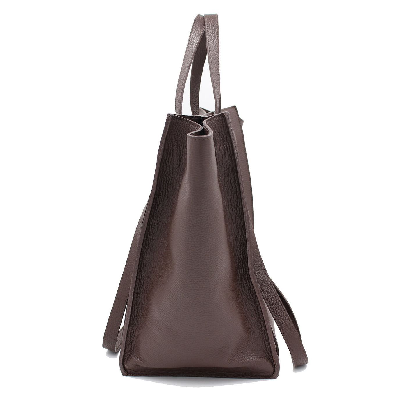 brown cabas phantom leather tote bag  #color_chocolate