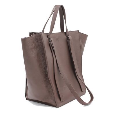 brown cabas phantom leather tote bag #color_chocolate