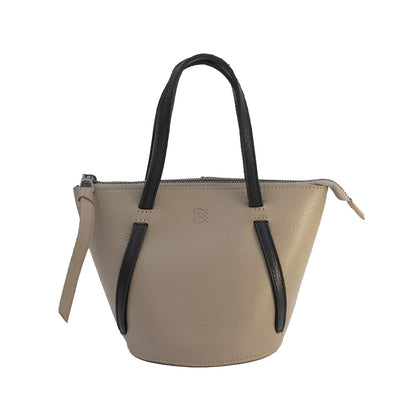 taupe leather bucket bag #color_taupe-black