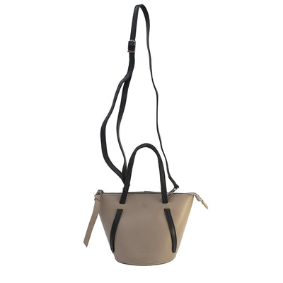 taupe leather bucket bag #color_taupe-black