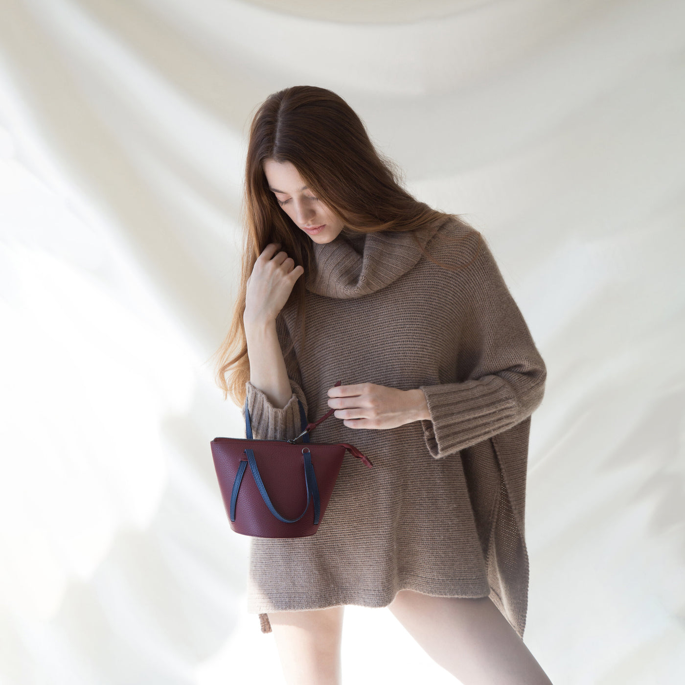 dark red leather bucket bag #color_darkred