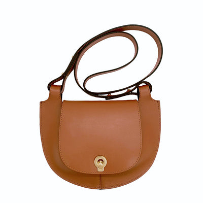 brown leather clutch #color_camel