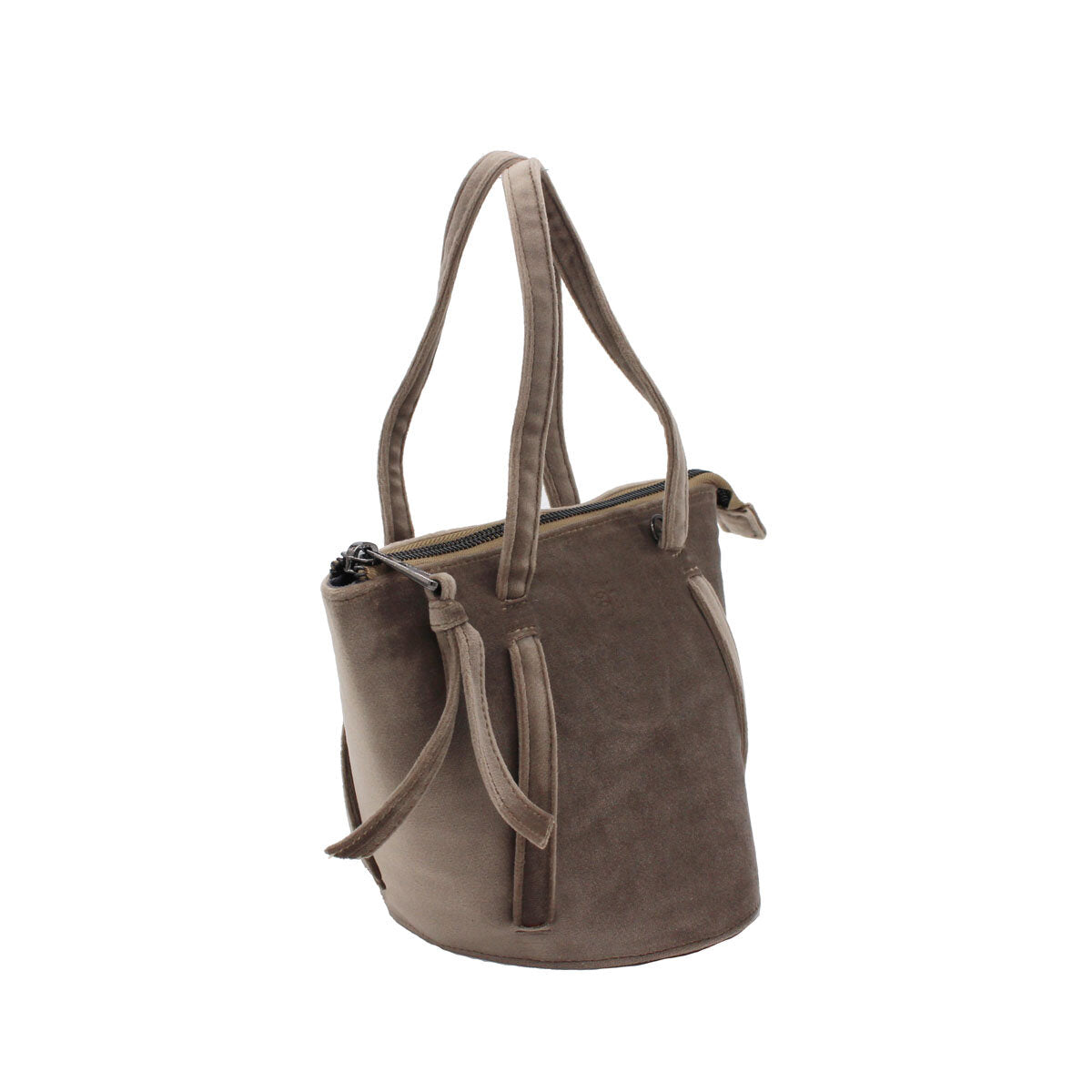 beige velvet bucket bag #color_taupe