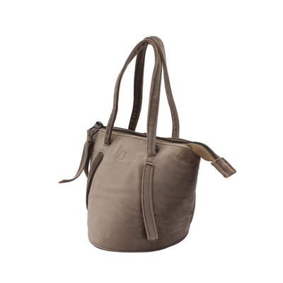 beige velvet bucket bag #color_taupe