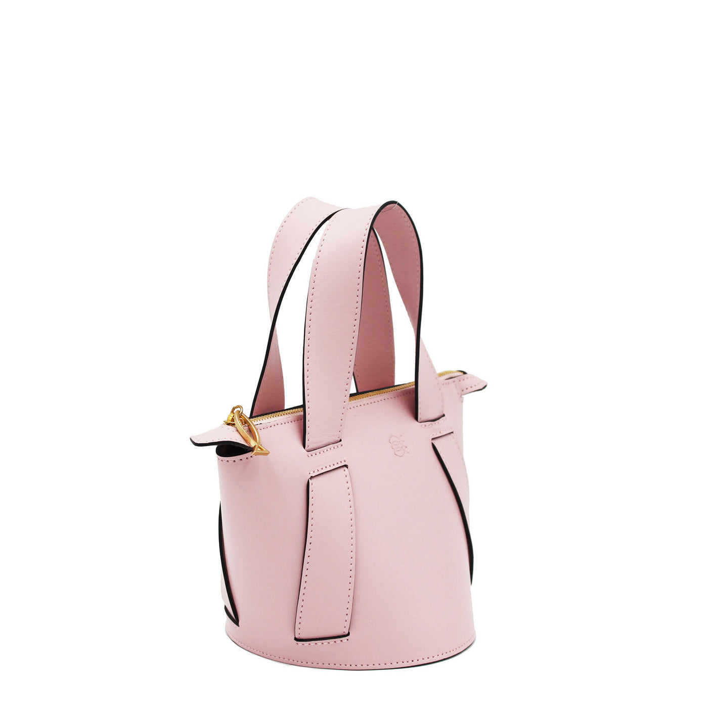 pink leather bucket bag #color_blush