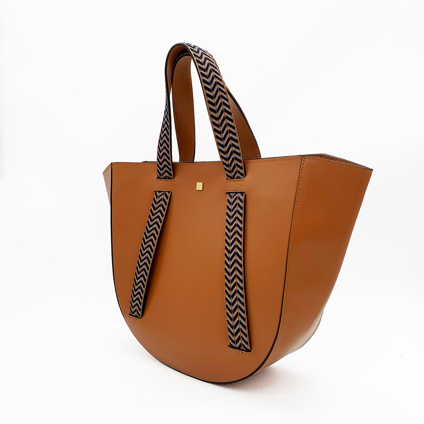 brown leather tote bag #color_herringbone-camel