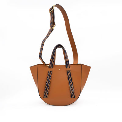 brown leather tote bag #color_herringbone-camel