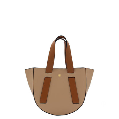 taupe leather tote bag with brown straps #color_mocha-camel