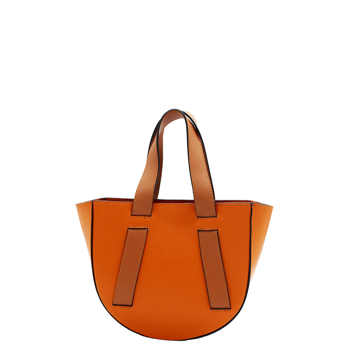 orange leather tote bag with brown straps #color_camel-orange