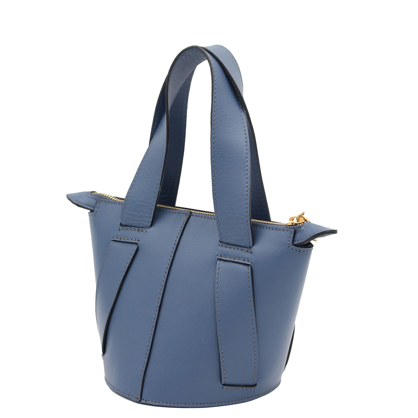 blue leather bucket bag #color_aegean-blue