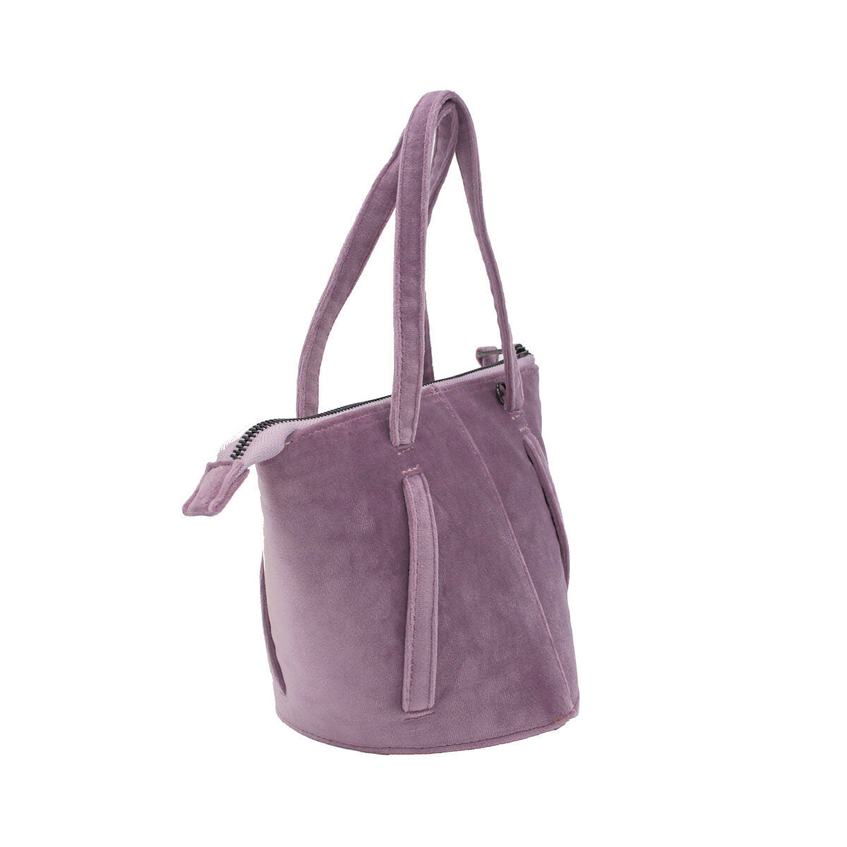 purple velvet bucket bag #color_lilac