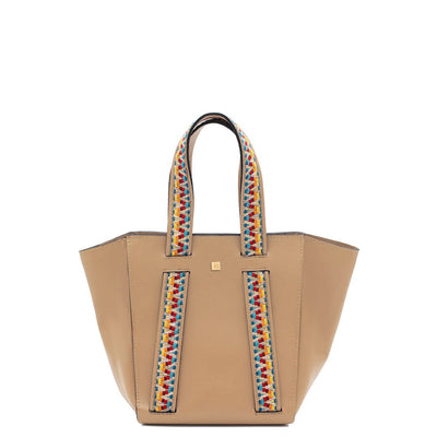 taupe leather cabas phantom tote bag #color_rainbow-mocha
