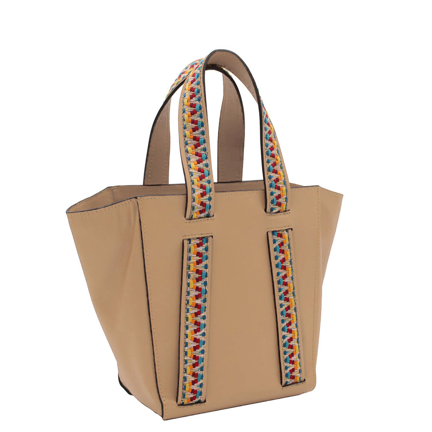 taupe leather cabas phantom tote bag #color_rainbow-mocha