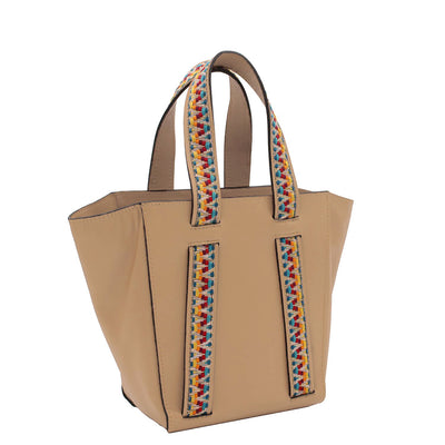 taupe leather cabas phantom tote bag #color_rainbow-mocha