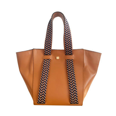 loewe brown leather tote bag with boho strap #color_herringbone-camel