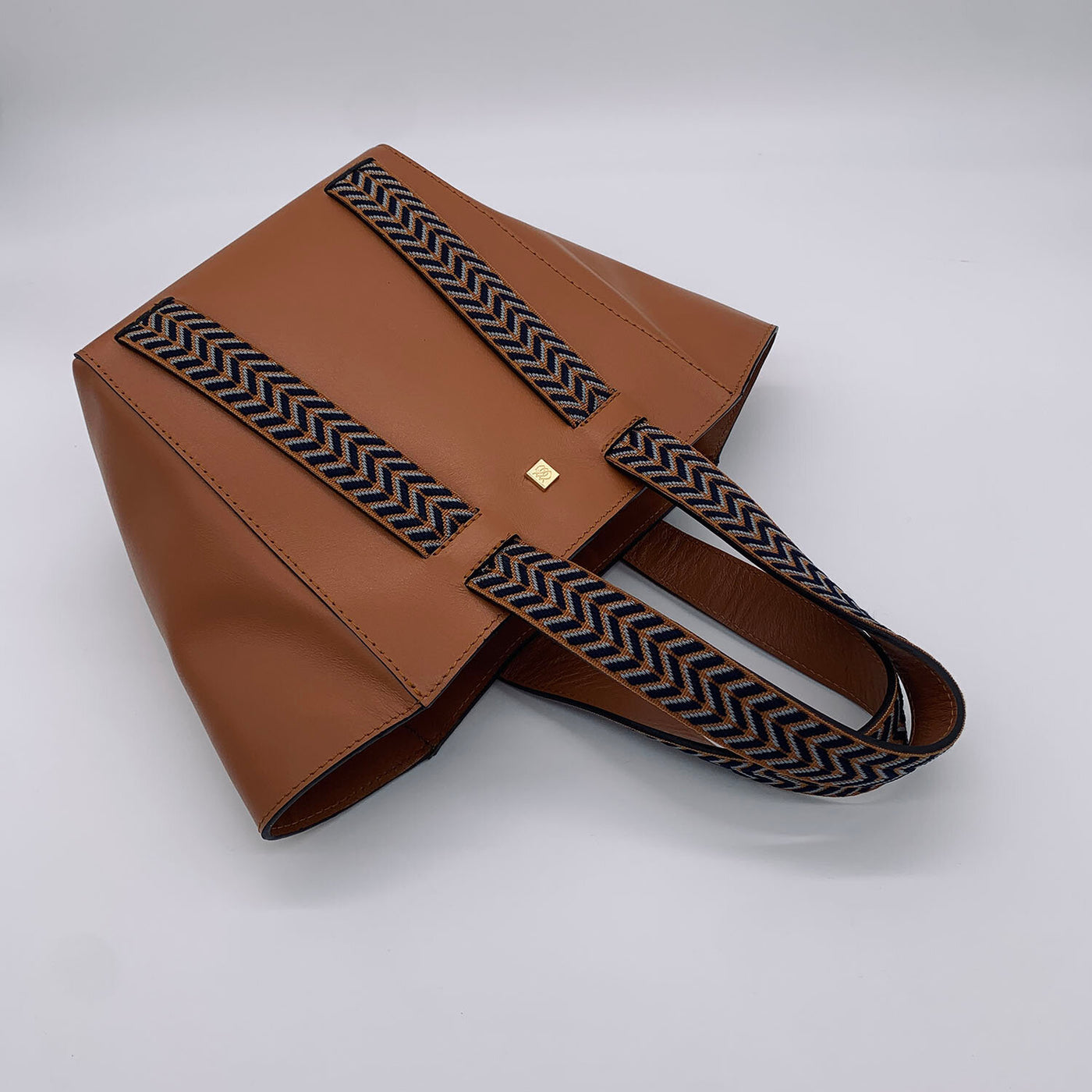 loewe brown leather tote bag with boho strap #color_herringbone-camel