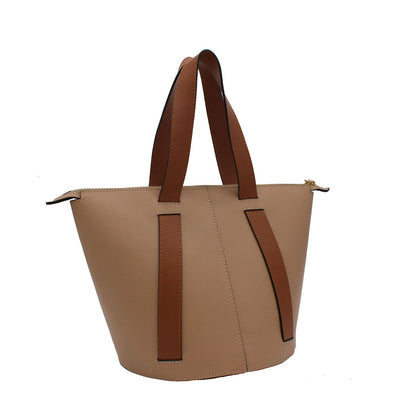 taupe brown leather large bucket bag #color_mocha-camel