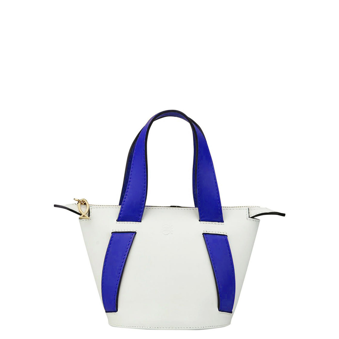 white and blue leather bucket bag #color_white-royal-blue
