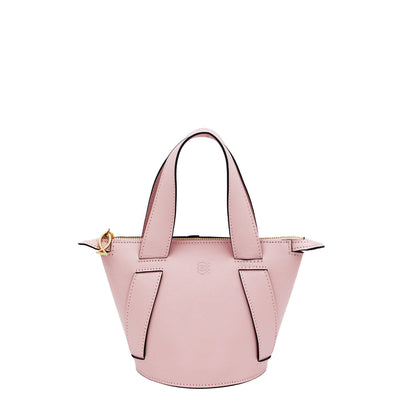 pink leather bucket bag #color_blush