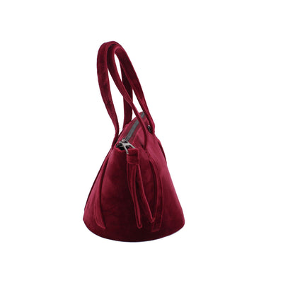 dark red velvet bucket bag #color_darkred