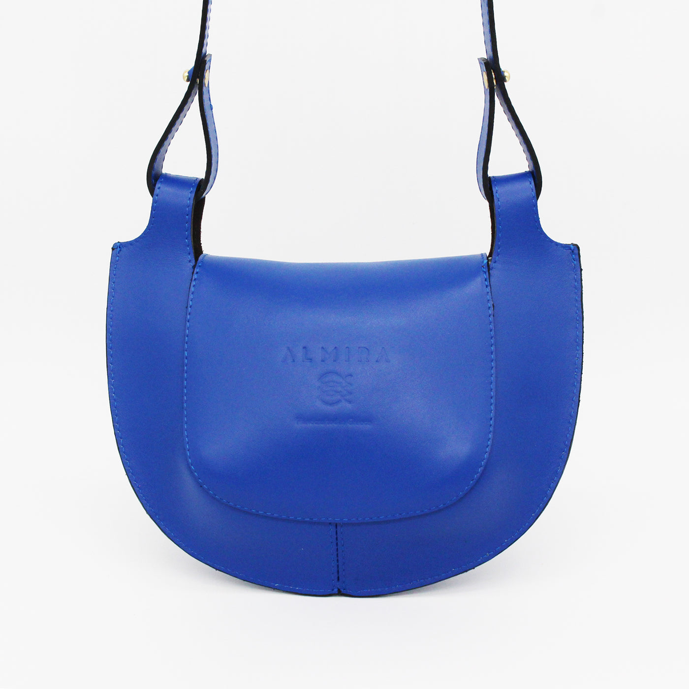 Blue leather clutch