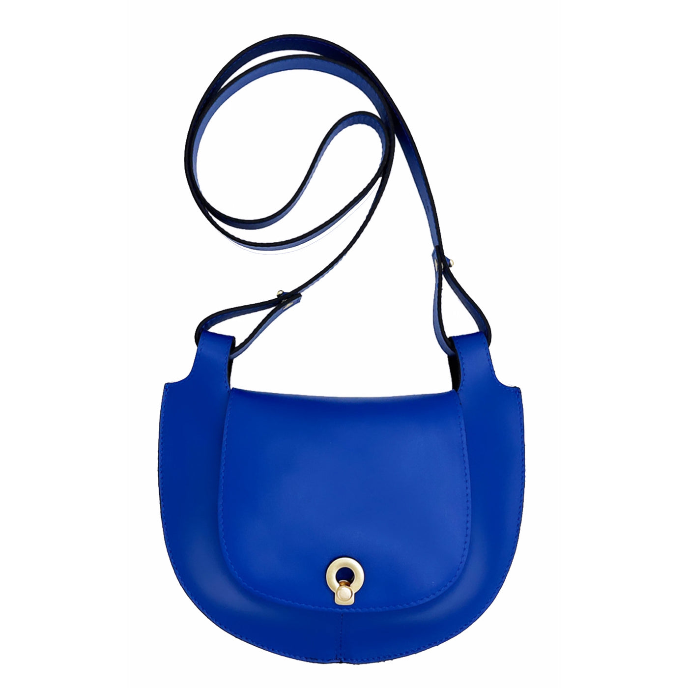 Blue leather clutch