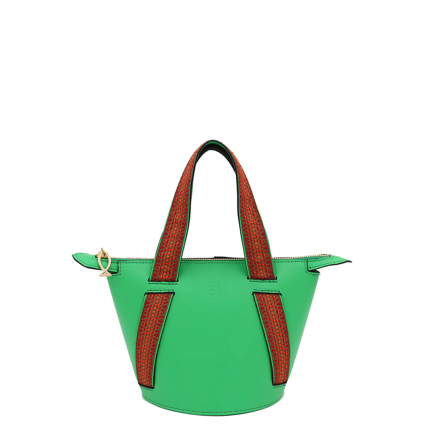 green leather bucket bag #color_green