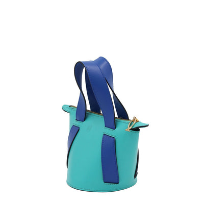 aqua leather bucket bag #color_aqua-royal-blue