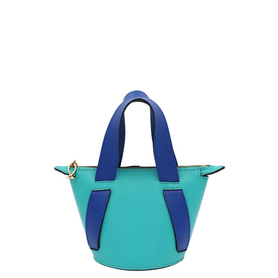 aqua leather bucket bag #color_aqua-royal-blue