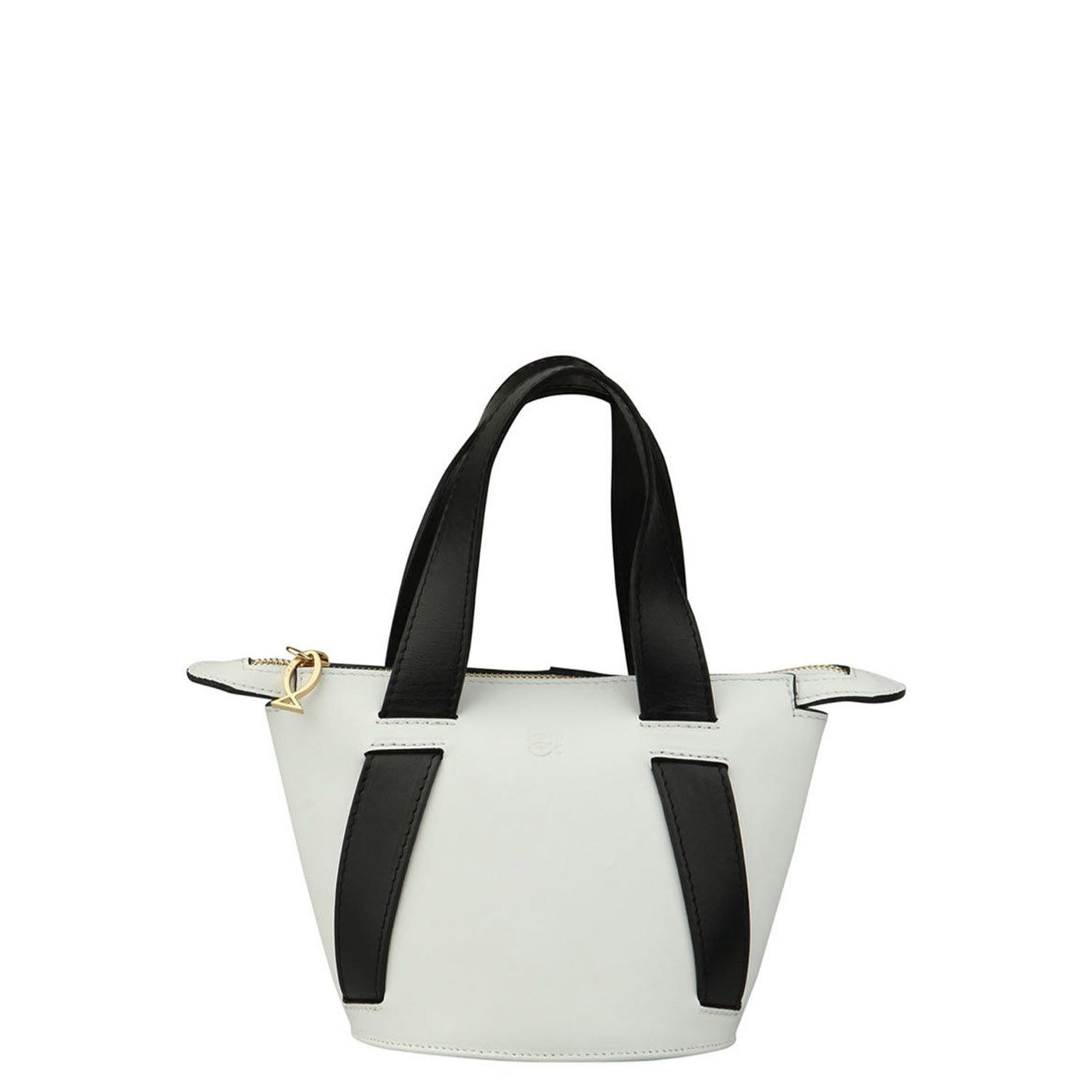white leather bucket bag #color_white-black