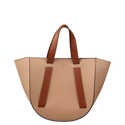taupe leather tote bag wandler #color_mocha-camel